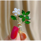 Colorful Zircon Flower Brooch Pin Women Temperament Coat Sweater Clothing Access