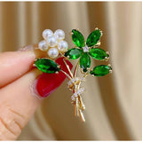 Colorful Zircon Flower Brooch Pin Women Temperament Coat Sweater Clothing Access