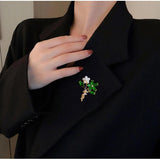 Colorful Zircon Flower Brooch Pin Women Temperament Coat Sweater Clothing Access