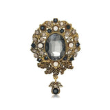 Vintage Crystal Rhinestone Gothic Flower Brooch