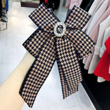 Rhinestone Crystal Brooches Houndstooth Flower Ribbon Bow Tie Shirt Pin