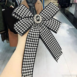Rhinestone Crystal Brooches Houndstooth Flower Ribbon Bow Tie Shirt Pin