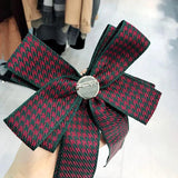 Rhinestone Crystal Brooches Houndstooth Flower Ribbon Bow Tie Shirt Pin