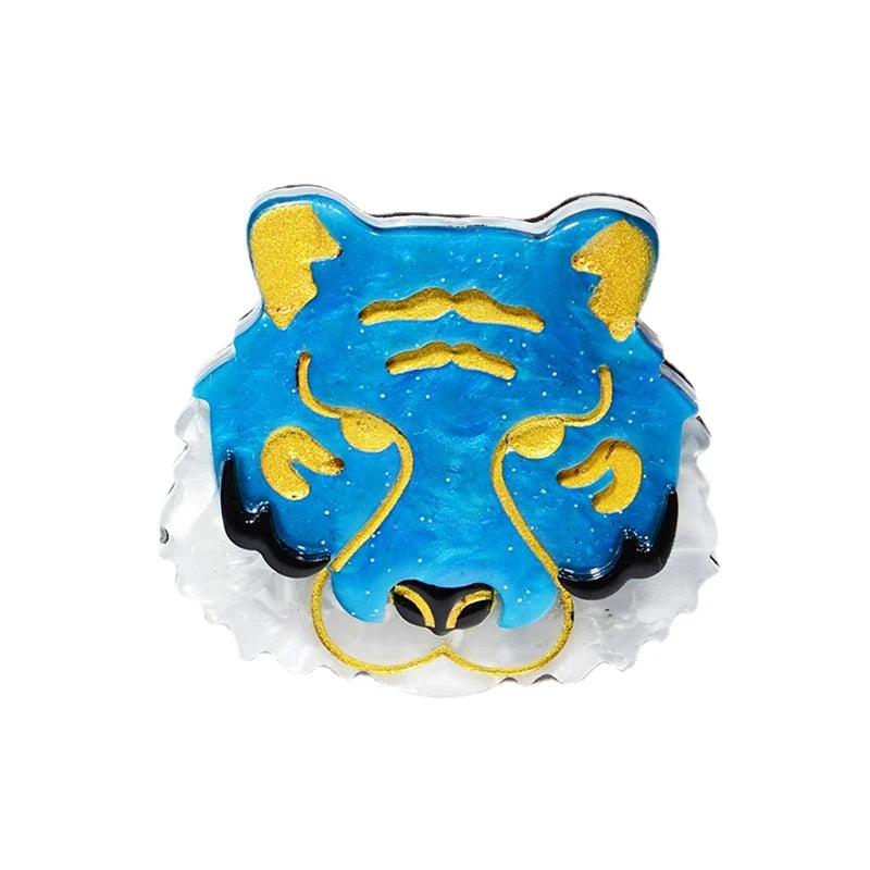 Acrylic Tiger Head Shape Brooch for Women Kids Coat Suit Scarf Hat Pins Jewelry