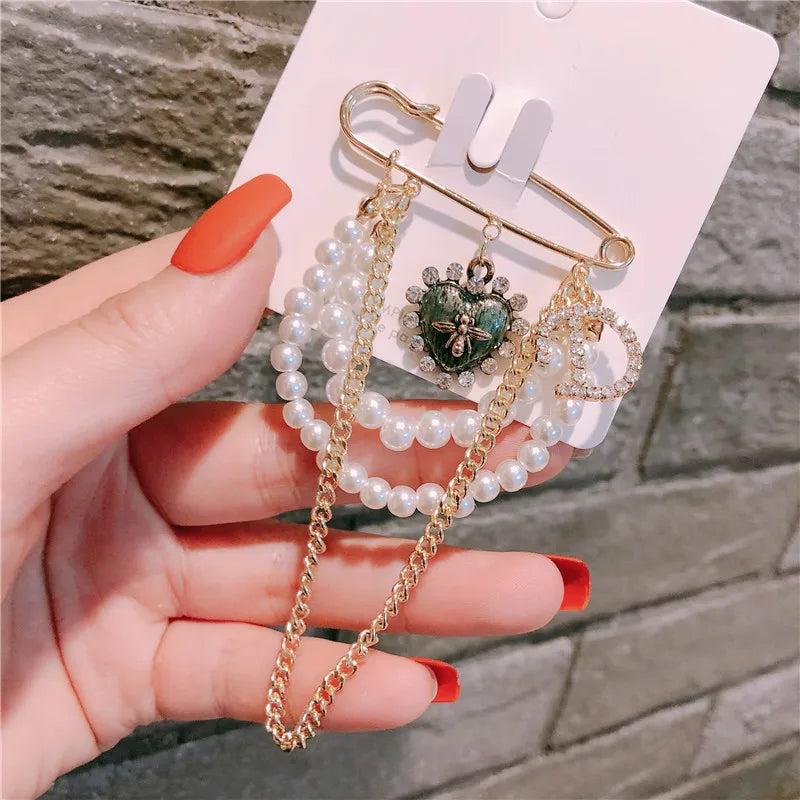 Crystal Bee Pearl Brooch Women Accessories