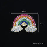 Rainbow CZ Brooches Pins, Plated Brass Jewelry