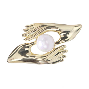 Beaut&Berry Pearl Couple Hands Brooches Women Men Weddings Banquet Brooch Pins