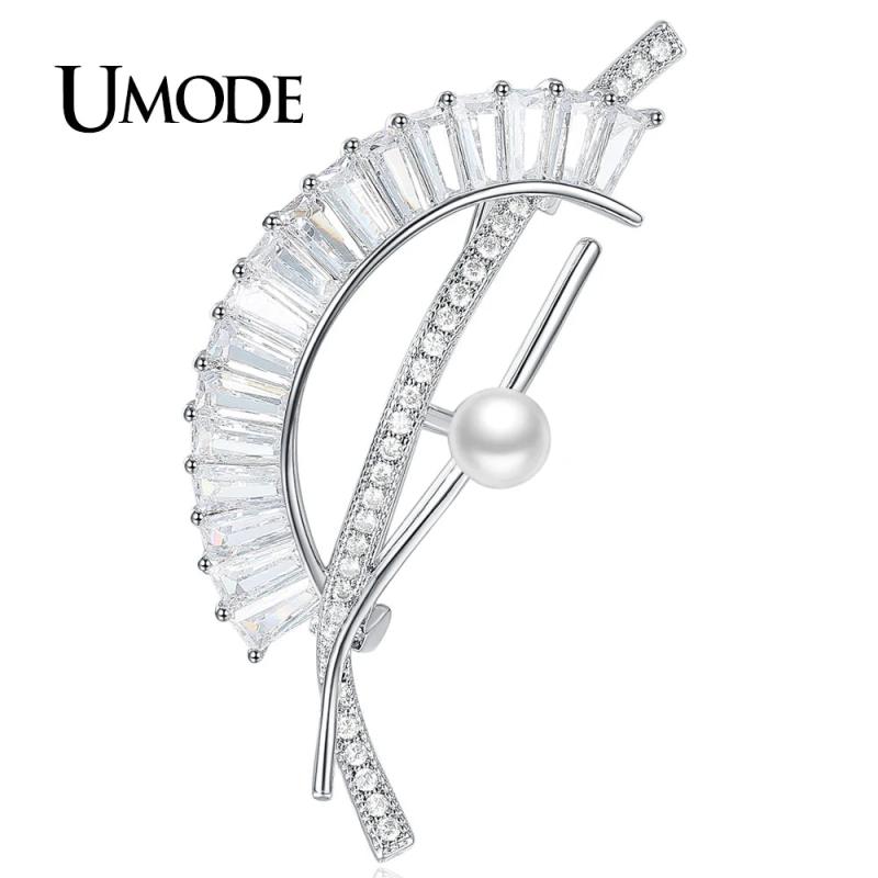 Pearl Brooch for Women CZ Crystal Jewelry Pins Brooches