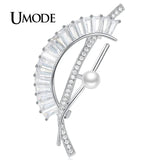 Pearl Brooch for Women CZ Crystal Jewelry Pins Brooches