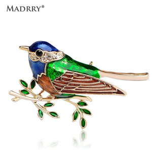 Colorful Enamel Crystal Sparrow Brooch Pins for Women