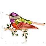 Colorful Enamel Crystal Sparrow Brooch Pins for Women