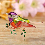 Colorful Enamel Crystal Sparrow Brooch Pins for Women