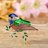 Colorful Enamel Crystal Sparrow Brooch Pins for Women