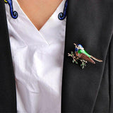 Colorful Enamel Crystal Sparrow Brooch Pins for Women