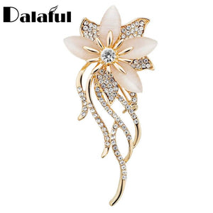 Opal Crystal Flower Brooch Pin Jewelry For Wedding Bridal