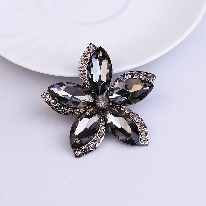 Flower Brooch Pin Crystal Brooches For Women