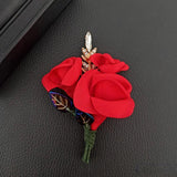 High-end Fabric Flower Brooch Crystal Lapel Pins Corsage Bride Wedding Brooches