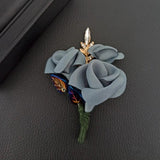 High-end Fabric Flower Brooch Crystal Lapel Pins Corsage Bride Wedding Brooches