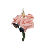 High-end Fabric Flower Brooch Crystal Lapel Pins Corsage Bride Wedding Brooches