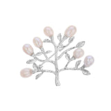 Pearl Tree of Life Pin Brooch for Women Statement Round Pearl Brooch Jewelry