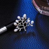 Pearl Tree of Life Pin Brooch for Women Statement Round Pearl Brooch Jewelry