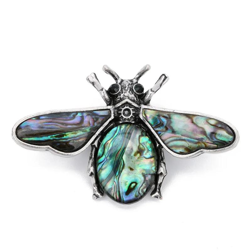 55*34mm Bee Brooch For Women Natural Stone Abalone Shell Pendant