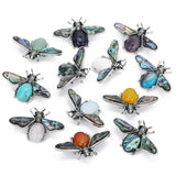 55*34mm Bee Brooch For Women Natural Stone Abalone Shell Pendant