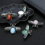55*34mm Bee Brooch For Women Natural Stone Abalone Shell Pendant