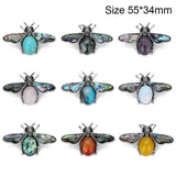 55*34mm Bee Brooch For Women Natural Stone Abalone Shell Pendant