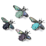 55*34mm Bee Brooch For Women Natural Stone Abalone Shell Pendant