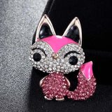 Pink Enamel Fox Animal Brooches Jewelry for Women's Christmas