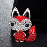 Pink Enamel Fox Animal Brooches Jewelry for Women's Christmas