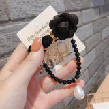 Camellia Flower Tassel Brooch with Chain for Women Vintage Accessories