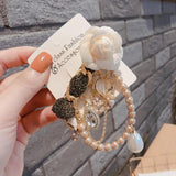 Camellia Flower Tassel Brooch with Chain for Women Vintage Accessories