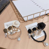 Camellia Flower Tassel Brooch with Chain for Women Vintage Accessories