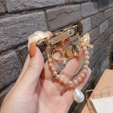 Camellia Flower Tassel Brooch with Chain for Women Vintage Accessories