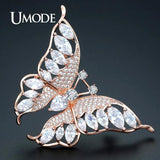 Crystal Butterfly Brooch Rose Scarf Accessory AUX0020A
