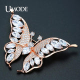 Crystal Butterfly Brooch Rose Scarf Accessory AUX0020A