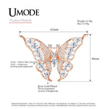 Crystal Butterfly Brooch Rose Scarf Accessory AUX0020A