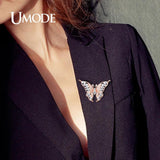 Crystal Butterfly Brooch Rose Scarf Accessory AUX0020A