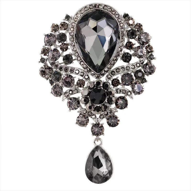 Vintage Water Drop Rhinestone Brooch Pin Classic Women's Jewelry