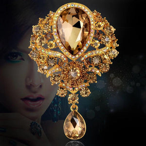 Vintage Water Drop Rhinestone Brooch Pin Classic Women's Jewelry