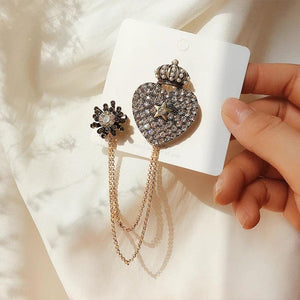 Chic Pearl Tassel Chain Brooch Spring Autumn Party Accessory