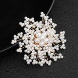 Efily Full Pearl Flower Snowflake Brooches For Women