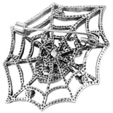 Abalone Shell Spider Web Pin Brooch Scarf Holder Crystal Halloween Jewelry