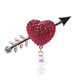 Red Love Heart Arrow Brooch for Women Kids