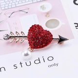 Red Love Heart Arrow Brooch for Women Kids