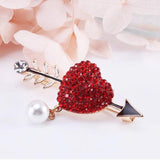 Red Love Heart Arrow Brooch for Women Kids
