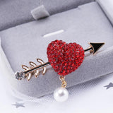 Red Love Heart Arrow Brooch for Women Kids