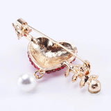 Red Love Heart Arrow Brooch for Women Kids